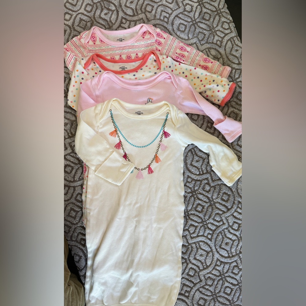 Baby Girl Long Sleeve Gowns Set of 4